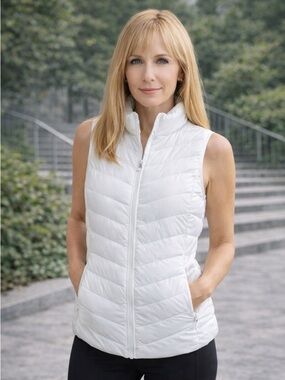 32 Degrees Heat White Puffer Vest Women’s L Lightweight Quilted